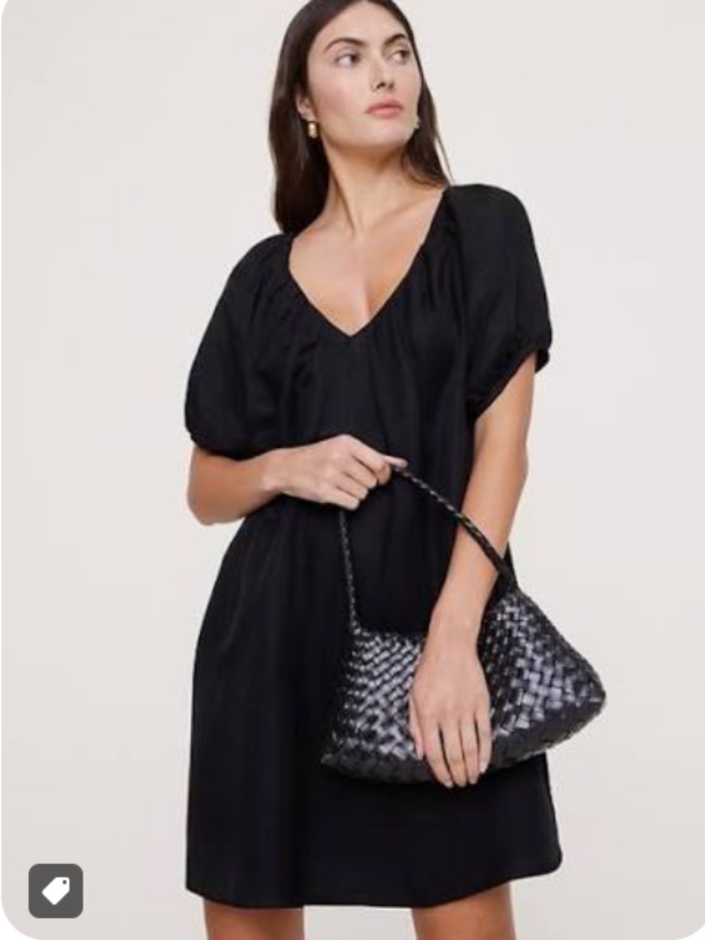 banana republic viscose linen puff sleeve dress